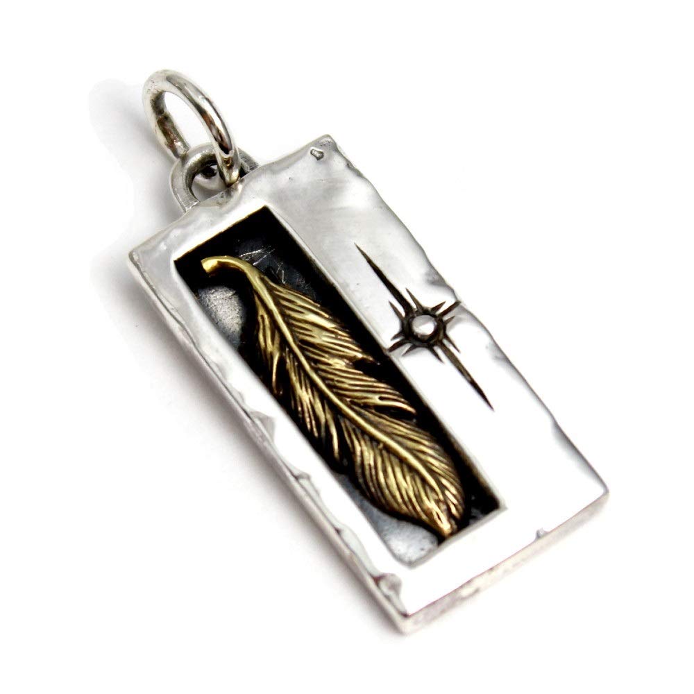 

[World Accessories Carmelo] Native American Indian Eagle Feather Sterling Silver 925 Pendant Top