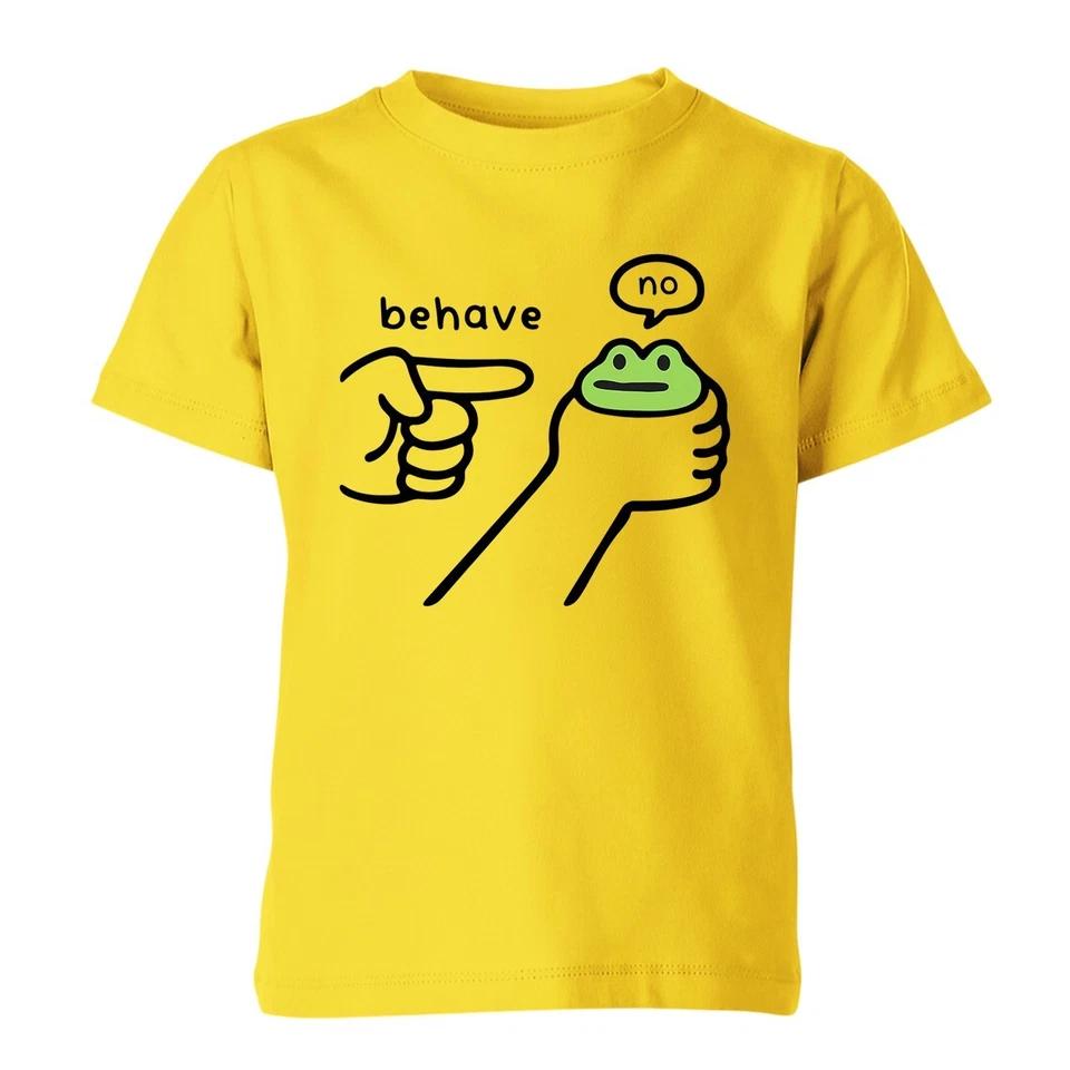 Behave No Funny Dishonest Frog Unisex Kids T shirt Cartoon Meme Quote Gift Tee 2 4XL