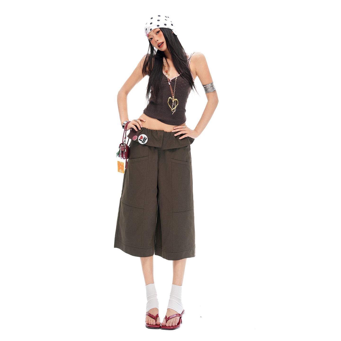 Trendy Summer Korean Lace Trim Wide Leg Cropped Capri Pants For Women Loose Straight Slimming FigureFlattering Pure Cotton Casual Capri Pants S