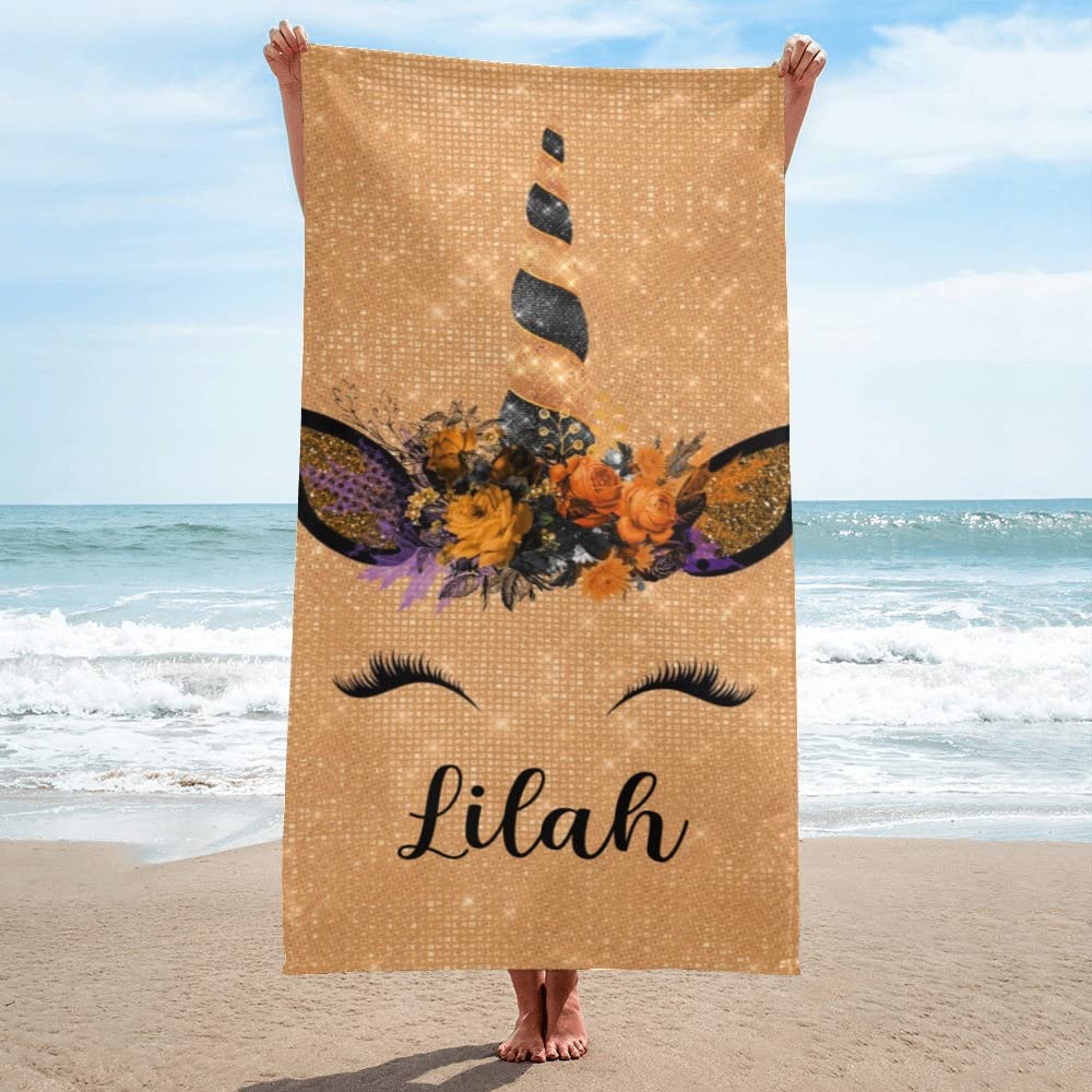 Name Bath Towels Cartoon Unicorn Beach Towel Bathroom Sport Towel for Adult Kids Microfiber Quick Dry Swimming Cover