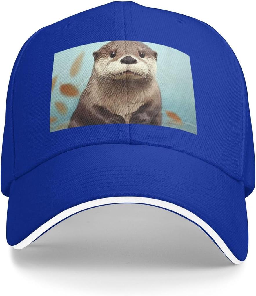 Cute Otter Animal Print Baseball Cap Polyester Adjustable Casual Summer Baseball Hat for Adults