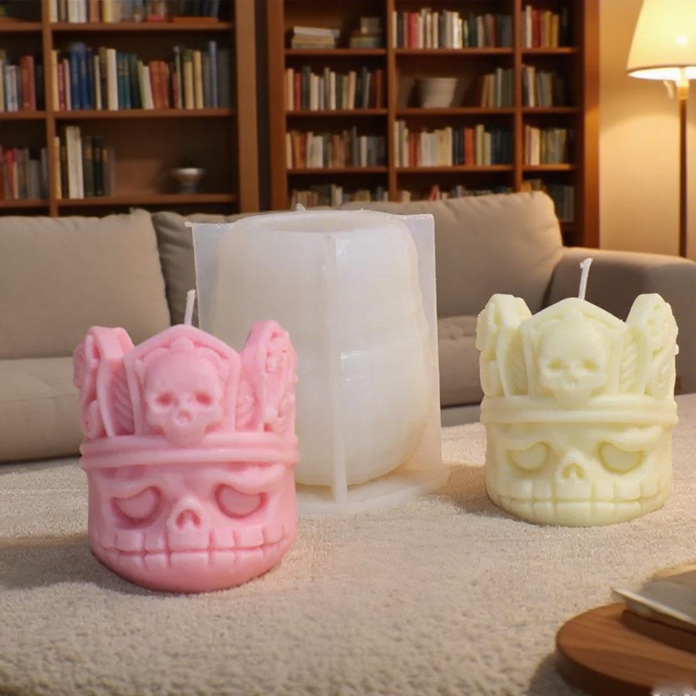 Skull Pumpkin Cat Candle Silicone Mold Cute Animal Cats Plaster Candle Resin Soy Wax Making Mould Halloween Party Decor Gifts
