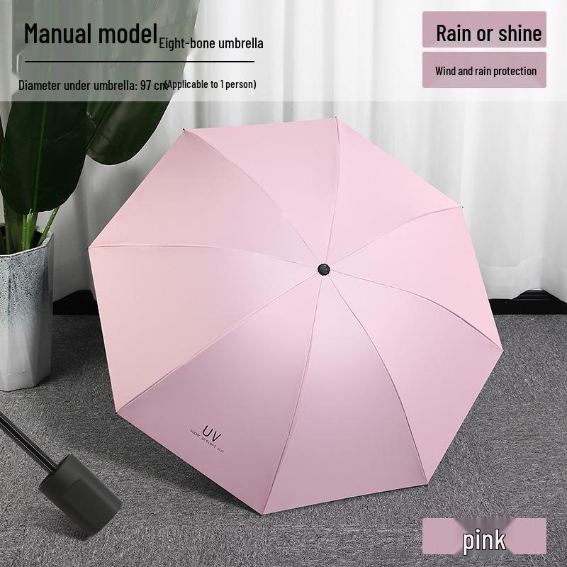UV Protection Automatic Three-Fold Black Umbrella with Custom Logo for Men and Women