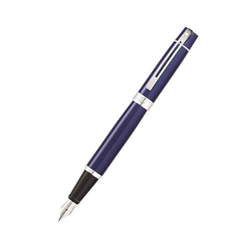Sheaffer 300 Blue Lacquer/Chrome Plated Pen (Med Fountain)