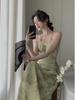 2024 Summer Halterneck Camisole Dress: Women's Elegant Cut-Out Waist Long Dress
