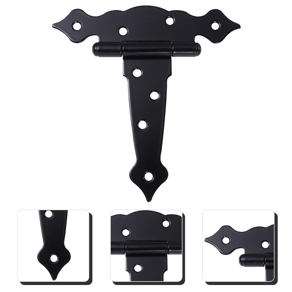 Black Iron Heavy Duty T Hinge Barn Door Hinges Shed Hinges For Fence Yard Gate Hardware Hinge Garden Door Furniture Hinges