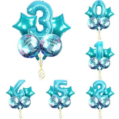 5 τεμάχια/σετ Mermaid Balloons Kit Μπαλόνι με χρυσό ψηφίο αλουμινόχαρτο για διακόσμηση πάρτι γενεθλίων μωρού