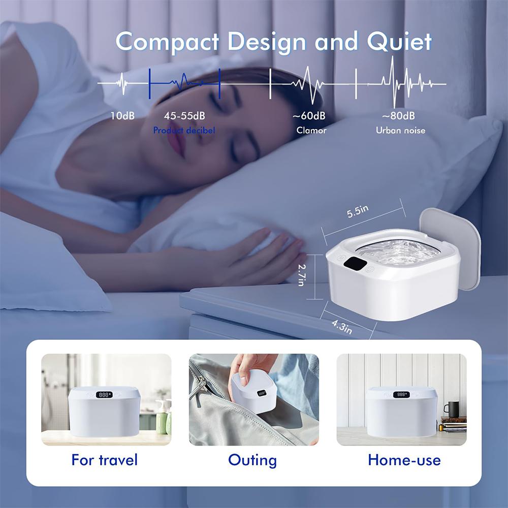46kHz Ultrasonic Retainer Cleaner Professional Denture Cleaner Machine Portable Dental Washer Bath