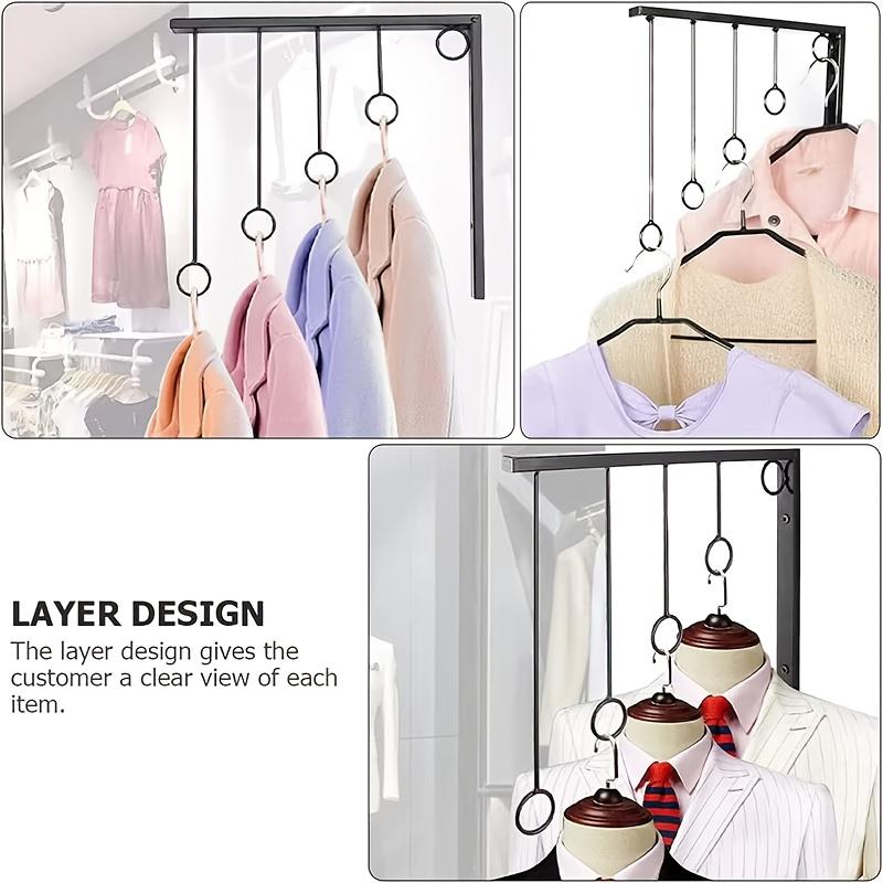 Golden Iron Wall-Mounted Clothing Display Rack with Hooks – Space-Saving Bedroom Organizer for Hats,Jackets,and Underwear,Multi-Purpose Iron Art Shelf