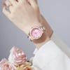 OLEVS Ladies' Wristwatch Rose Gold Ceramic Band Quartz Date Display Water-Resistant Pink Mother-of-Pearl Dial Bracelet Gift