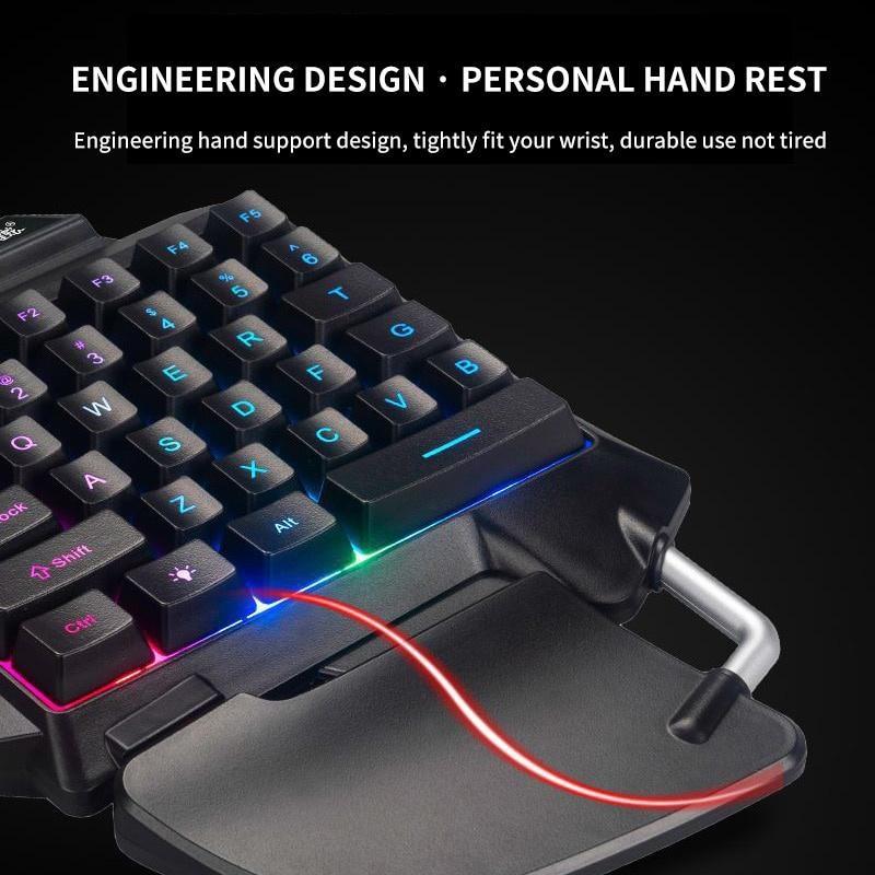 Gaming-Tastatur, Einhand-LED-Hintergrundbeleuchtung, tragbarer Mini-Gaming-Keypad, Game-Controller