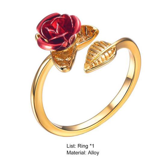 Kvinner Circlet Red Rose Åpningsblad Justerbar Kvinner Ring for Valentinsdag