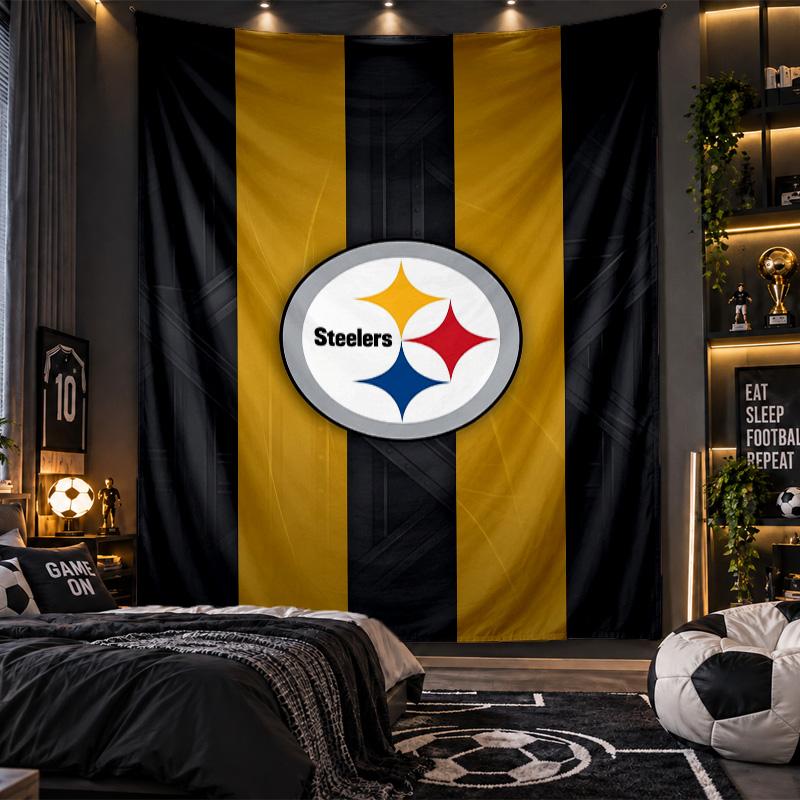 Wall Hanging Tapestry Pittsburgh Steelers Print Cloth for Living Room Bedroom Home Decor