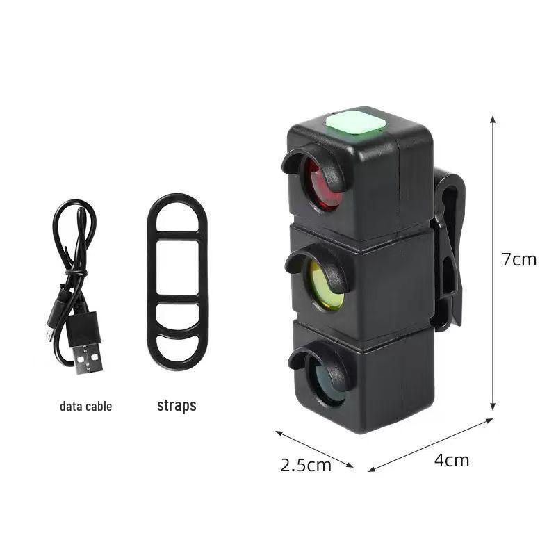 Tricolor LED Bike Taillight with Type-C Charging - Red, Yellow, Green Night Safety Light, Long Battery Life