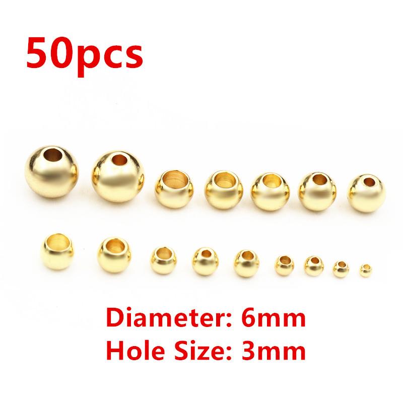 30-100pcs 2-8mm Stainless Steel Gold Color Spacer Beads Charm Loose Bead DIY Bracelets Necklace Beads for Jewelry Making Charms