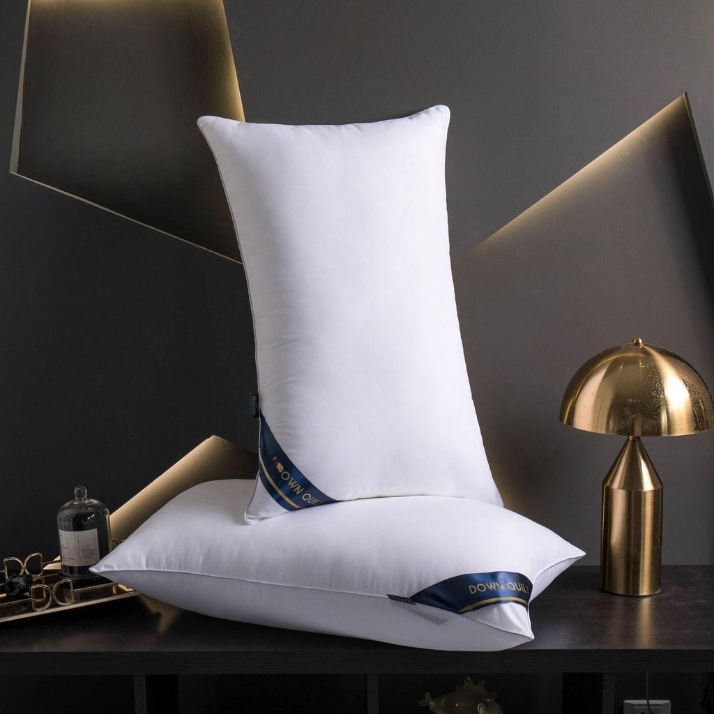 Hilton Hotel 48x74cm Pillow Pair with Pillowcases - High & Low Pillow Core, Non-Collapsing