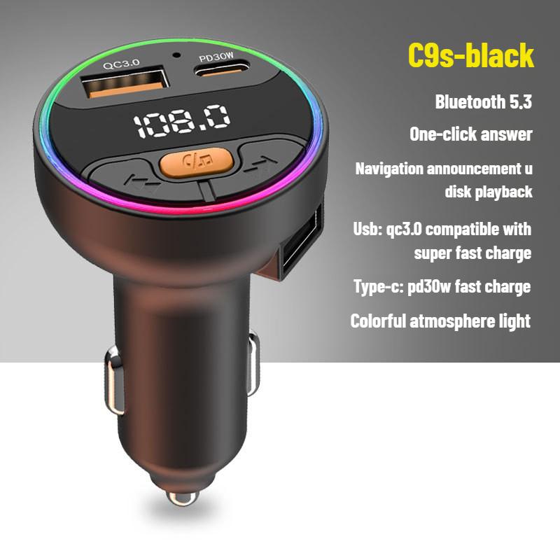 Bluetooth 5.3 FM Transmitter Handsfree Car AUX Radio Modulator MP3 Player with 22.5W & PD30W Fast Charge Adapter Car Accessories