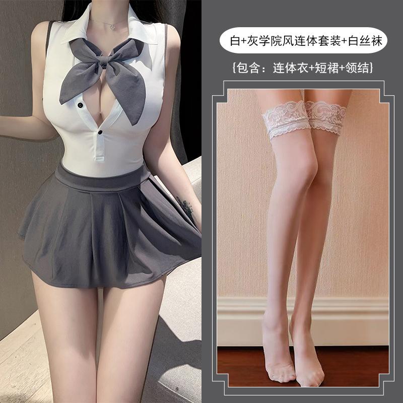 Sex underwear sexy pure desire style student dress backless temptation hot one-piece JK skirt