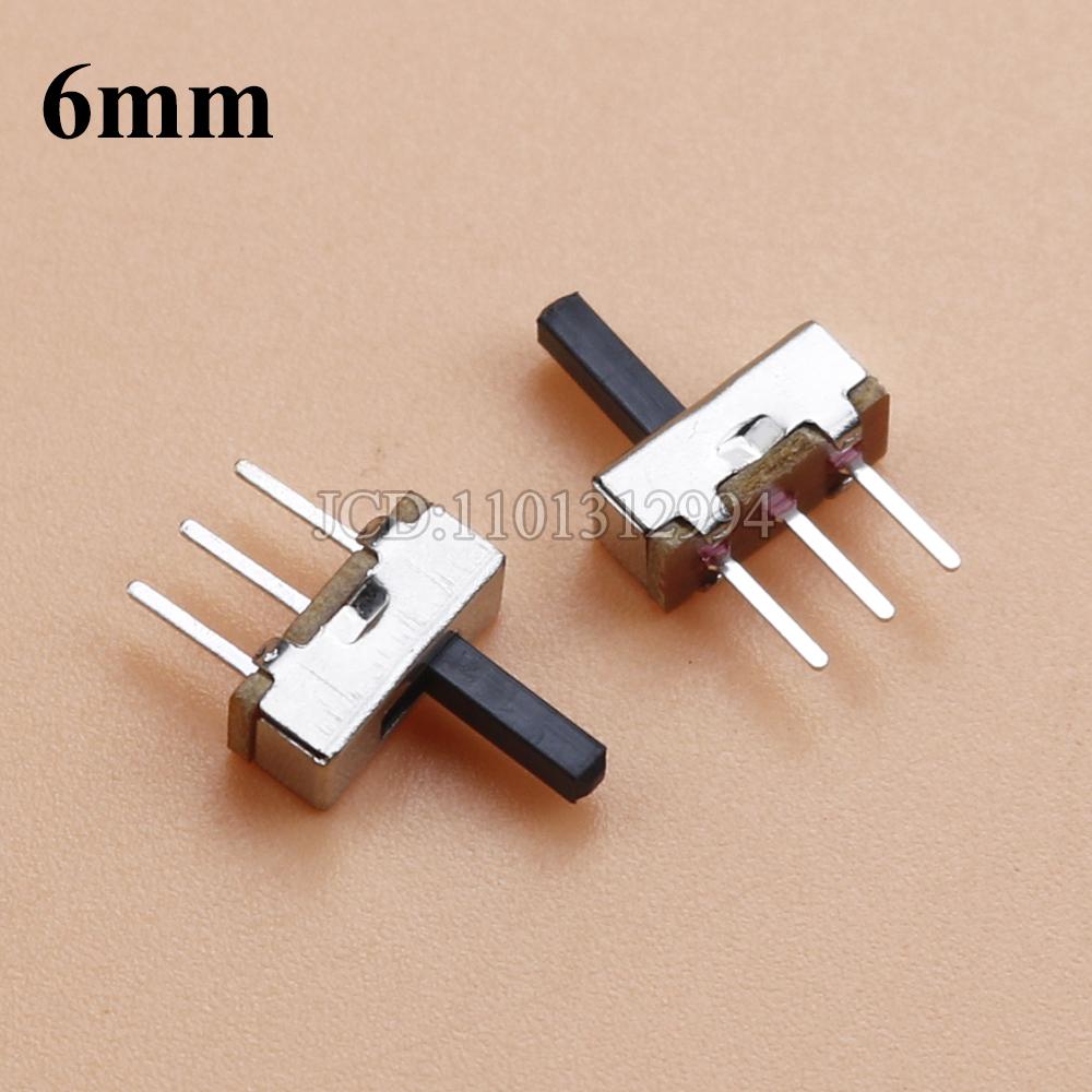 20Pcs SS12D00 Interruptor On-Off Mini Slide Switch 3pin 1P2T 2 Position High Quality Toggle Switch Handle Length:3MM/4MM/5MM/6MM