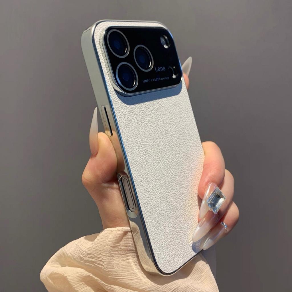 Luksusowe Wegańskie Skórzane Poszycie Odporne na Wstrząsy Etui na Telefon dla iPhone 17 Air 16 15 14 Plus 13 12 Pro Max Ochrona Soczewki Aparatu Matowa Pokrywa