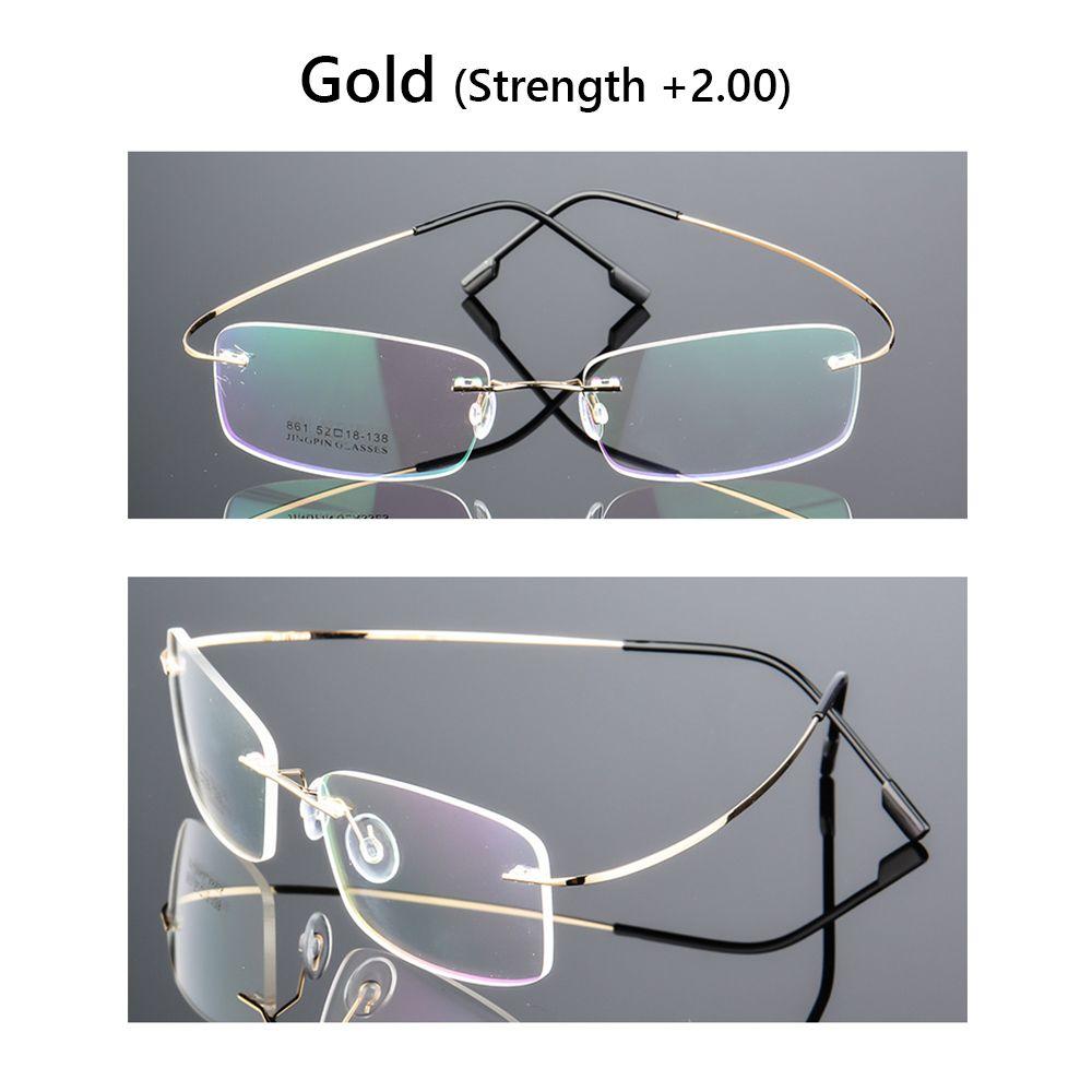 Eyewear Vision Care Flexible Presbyopic Eyeglasses Rimless Reading Glasses Memory Titanium