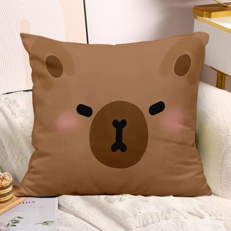 Cute Capybara Print Decorative Pillowcase Bedroom Living Room Square Cushion Pillowcase