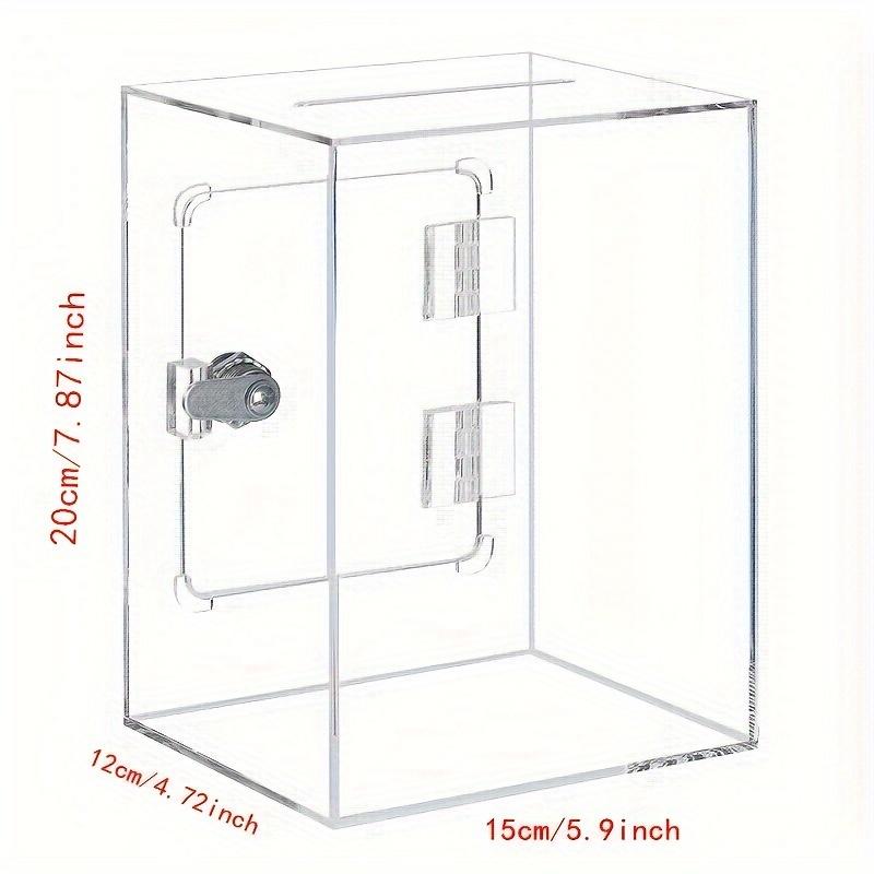 PGY Acrylic Transparent Card Box with Lock Money Saving Jar Coin & Cash Bank Waterproof  Voting/Suggestion/Tip/Jar Donation Box