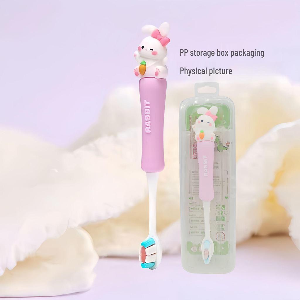Children's Cartoon Dinosaur Toothbrush, Ages 3-12, with Cute Non-slip Handle & Soft Bristles for Gentle Oral Care