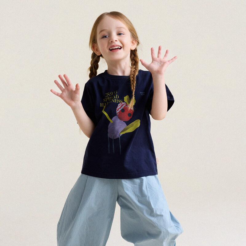 

Yun erma Girls 2026 New Pure Cotton Printed Short Sleeve T-shirt 110