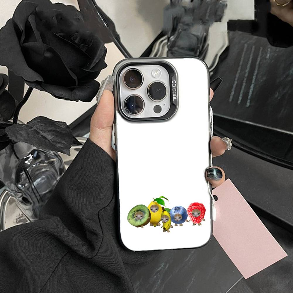 Big-eyed Goofy CAT Silly Phone Case For iPhone17, 16,15,14,13,12 Pro Max Black Candy Matte Shockproof Cover