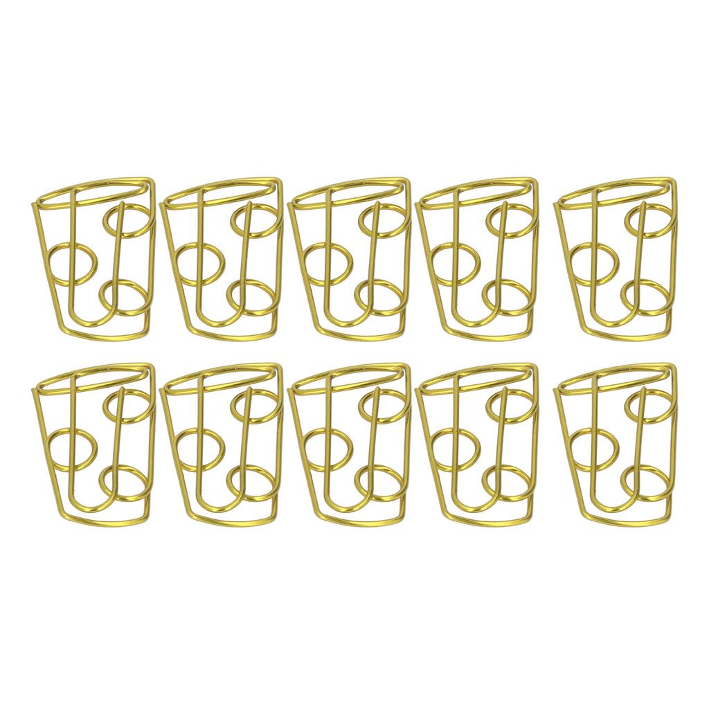 50 Pcs Paper Clips Coffee Cup Shape Office Home Plastic Coated Wire Golden Yellow Paper Clips for Notebook Bookmark