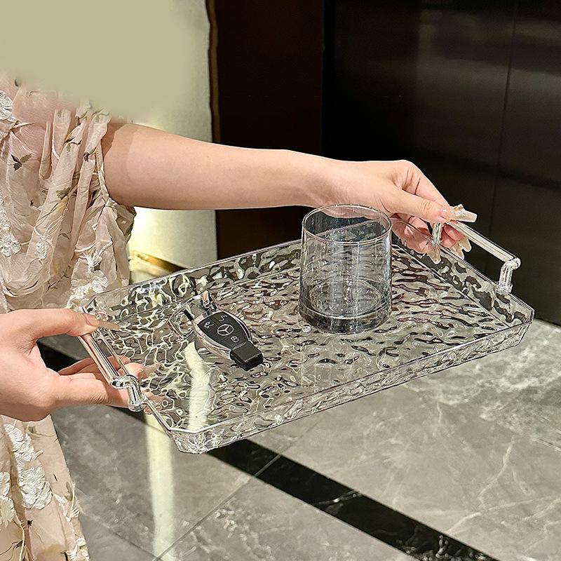 Akrylový podnos Obdélníkový podnos s držadly Domácí čajový podnos Prkénko Dezert Jídlo Domácí obývací pokoj Podnosy na sklenice na vodu Stolní dekorace