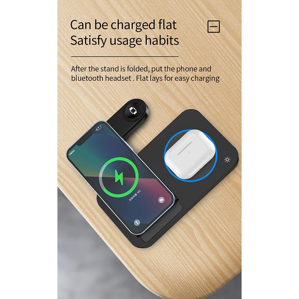 4-in-1 Kabelloses Ladegerät Ständer 15W Schnelllade Dock Station Kompatibel für Airpods Pro Iphone Samsung Galaxy