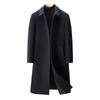 Men's Long Cashmere Coat, Below-Knee, Autumn-Winter Thick Wool Trench for Middle-Aged and Elderly.