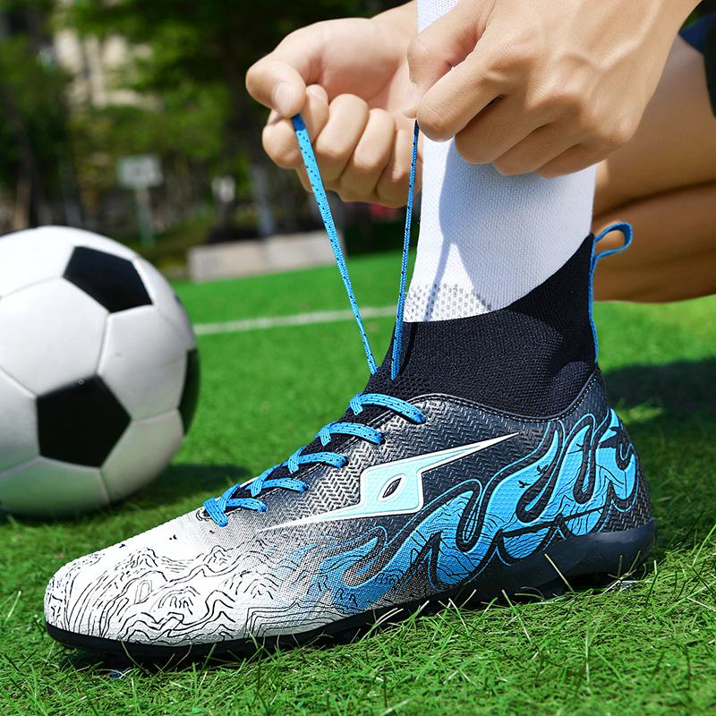Football Boots Are Lace-up High Elastic Socks Training Artificial Grassland Outdoor Sports Training Football Shoes
