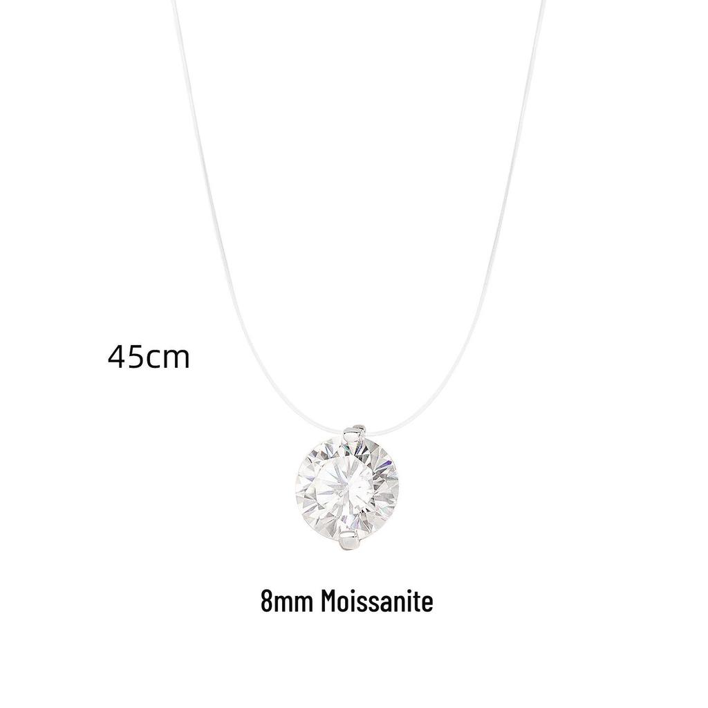 S925 Sterling Silver Moissanite Mermaid's Tear Necklace - Elegant Invisible Fishing Line Design for Women