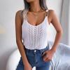 Women's Spring Summer Casual Metal Button V-Neck Hollow Out Holiday Knitwear