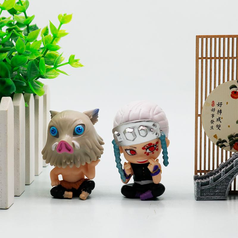 10 Style/Set Q Version Demon Slayer Sitting Ghost Doll Tanjiro Nidouzi Inosuke Zenizu Figure Action Figure Movie Model Toys Doll