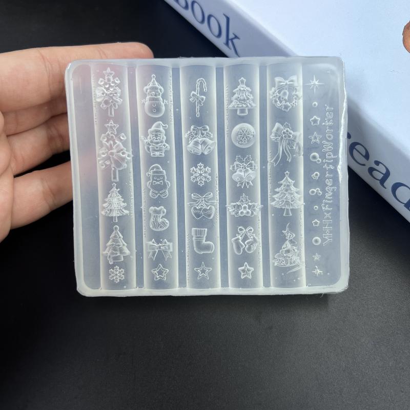 3D Baroque Angel Butterfly Christmas Tree Snowman Nail Mold DIY Nail Art Decorations Silicone Carving Mold Manicure Template