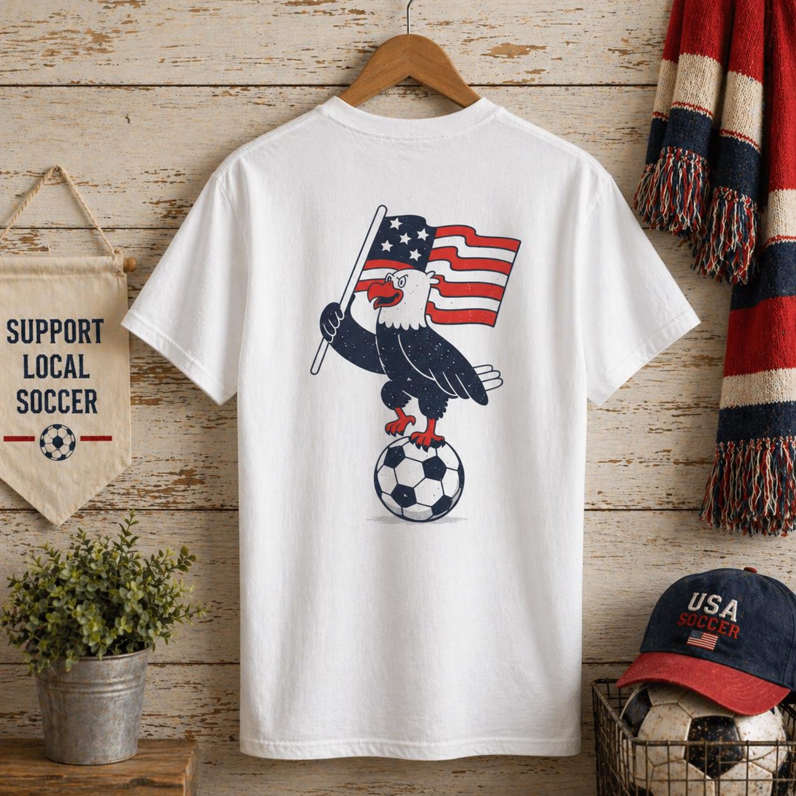 American Eagle Soccer Flag T-shirt | Soccer Eagle Graphic Tee 3XL