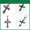 Gotische Kreuz-Anhänger-Halskette Mit Blumenmuster Legierungskette Schmuck Für Party-Kleidung