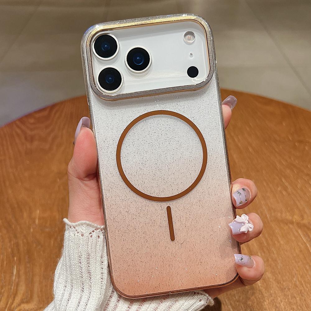 KEYSION Luxus Glitzer Farbverlauf Magnetische Handyhülle für MagSafe für iPhone 17 Pro Max 17 Air Transparent Hart PC Stoßfeste Rückseite
