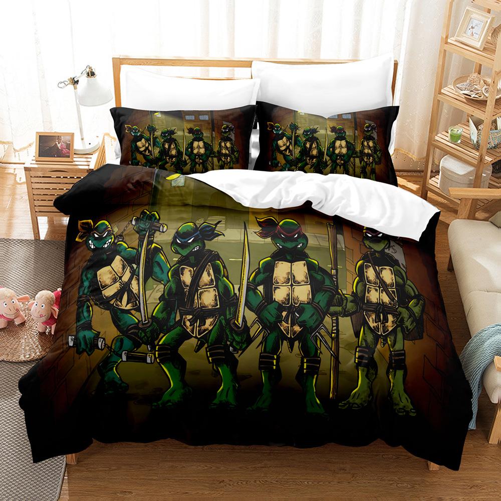 Teenage Mutant Ninja Turtles Series Quilt Cover 3D Digital Printing Kit Bed Three-Piece Set