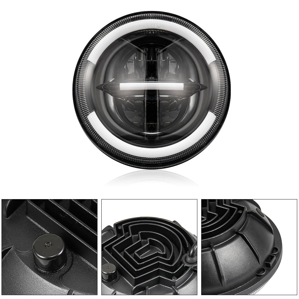 1x 7 Inch 12V Round Motorcycle LED Headlight Hi/Lo Beam DRL Daytime Running Lamp