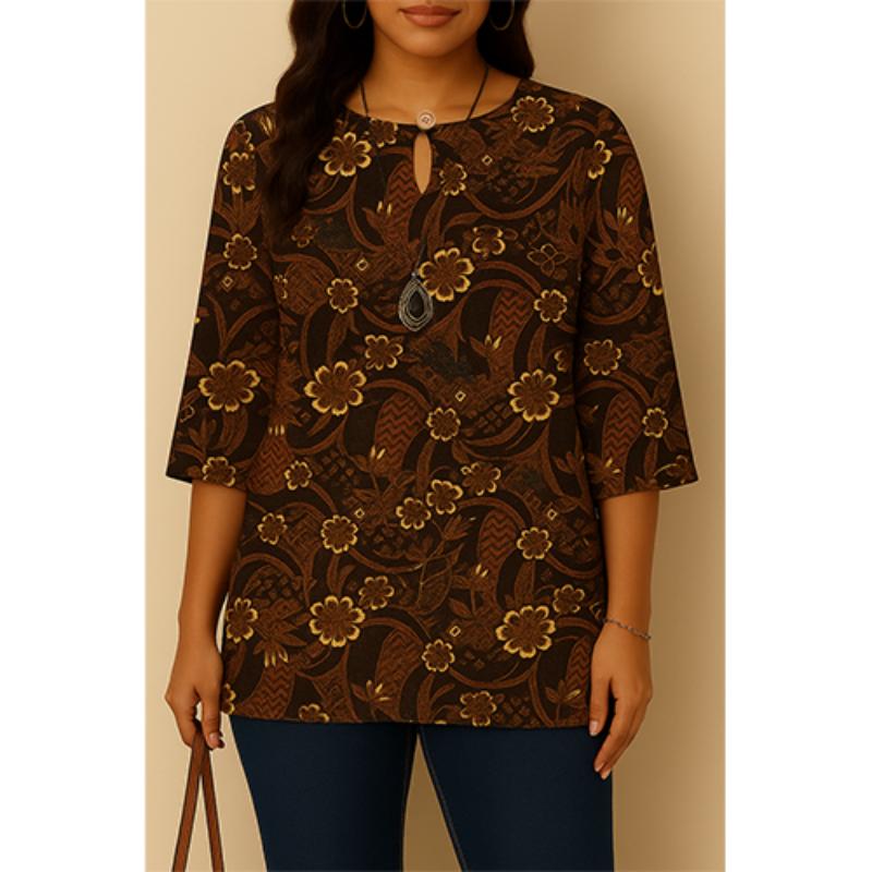 Muslim Clothing, Fashion, for Women, Daily Wear, Long Sleeves, Neck with Flower Print, Loose, Flower Blouse, Pink Blouse