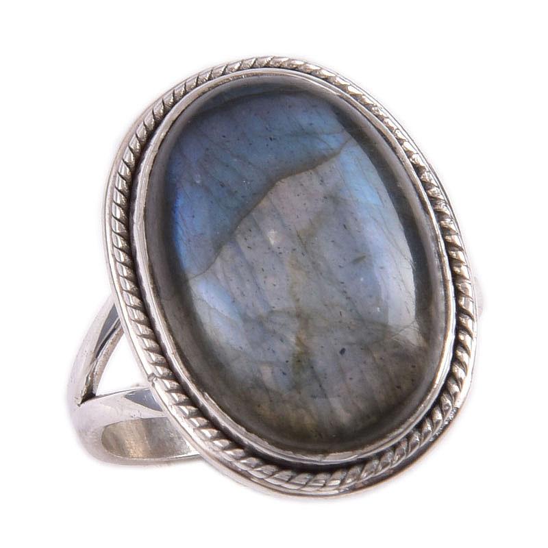 Natural Labradorite Gemstone 925 Solid Sterling Silver Jewelry Ring Size 7 S9z07