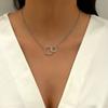Luxury Necklaces for Women Fashion Thin Chain Minimalist Dainty Zircon Double Circle Pendant Necklace Jewelry Gifts