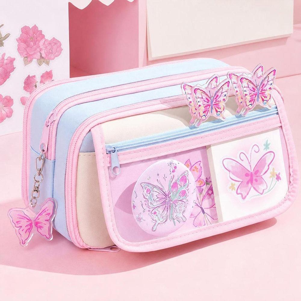 Large Capacity Pen Bag Multi-Pockets Stationery Bag Durable Pencil Case
