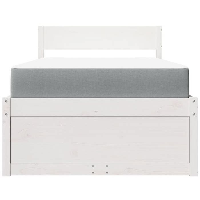 Lit 1 place - Maison Exclusive - Bois massif pin blanc - Matelas 100x200 cm ressorts ensachés - Tiroirs inclus