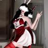 Christmas Bunny Girl Lingerie Costume: Backless Role Play Nightwear Dress